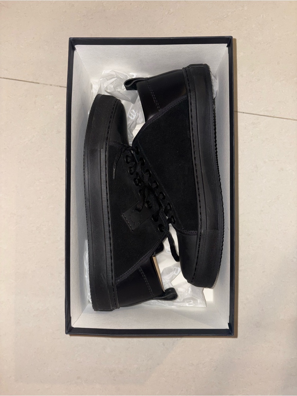 Men's Black Suede Low-Profile Sneakers